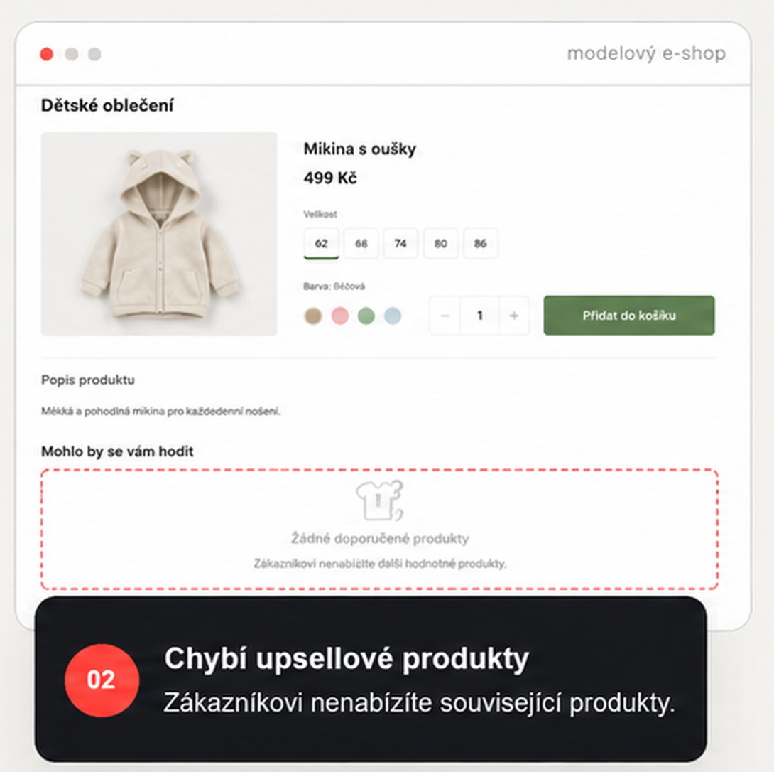 02 – Chybí upsellové produkty